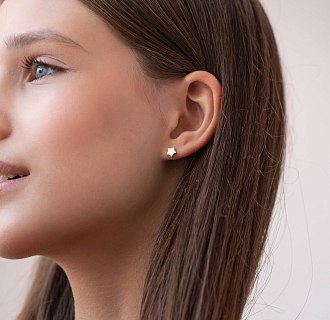 Сережки-пусети Зірочки в жовтому золоті с06193 №3