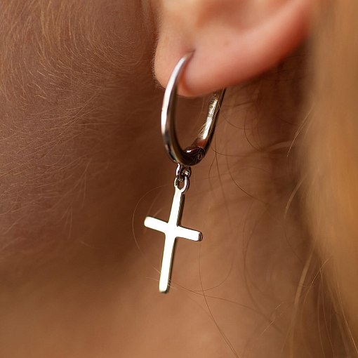 Серьги "Крестики" (белое золото) с06995 2