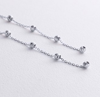 Серьги - протяжки с шариками (белое золото) с09057 №3