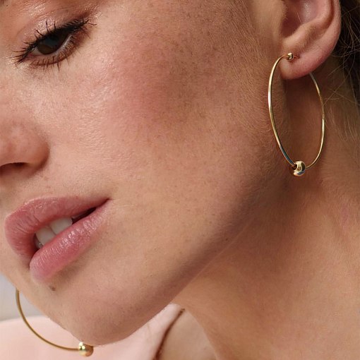 Серьги - кольца Гармония в желтом золоте с06691 2