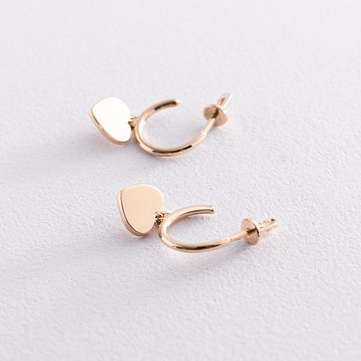 Золотые серьги - пусеты "Сердечки" с07393 5