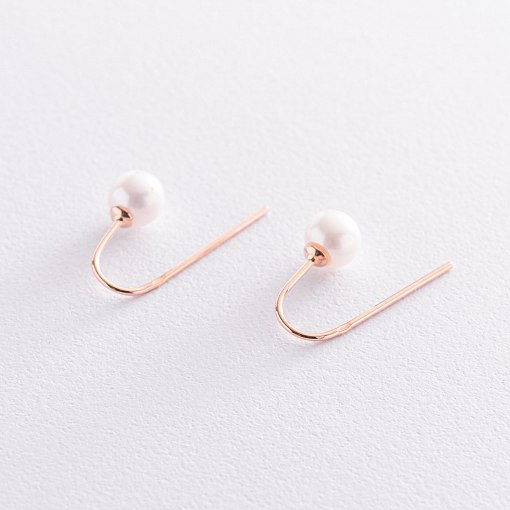 Золотые серьги "Изящность" (жемчуг) с07341 8