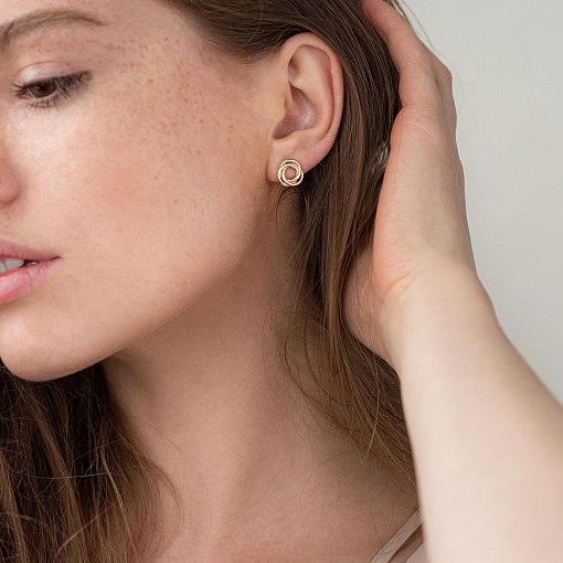 Серьги - пусеты "Увлечение" в желтом золоте с06937 4