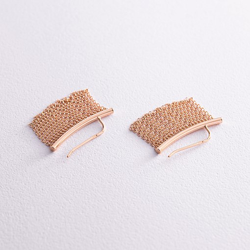 Золотые серьги - клаймберы "Камилла" с цепочками с07965 6