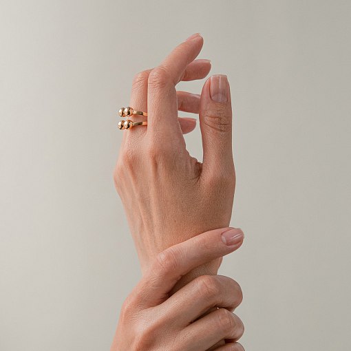 Кольцо "Шарики" в желтом золоте к08246 3