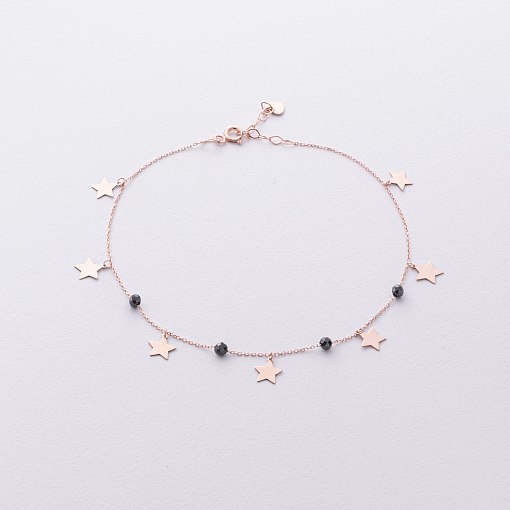 Золотой браслет "Звездочки" на ногу (фианиты) б04389