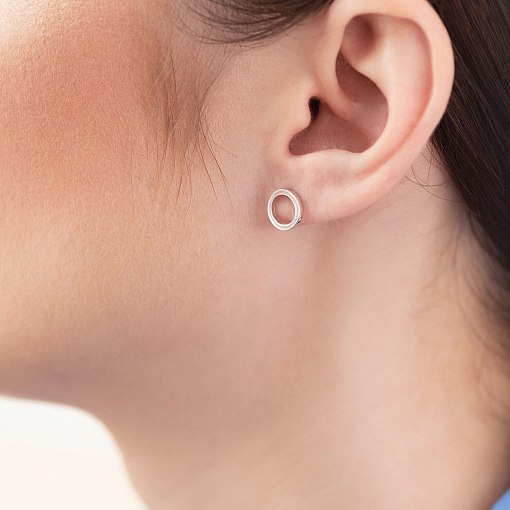 Серьги - пусеты "Круговорот" в белом золоте с08305 7