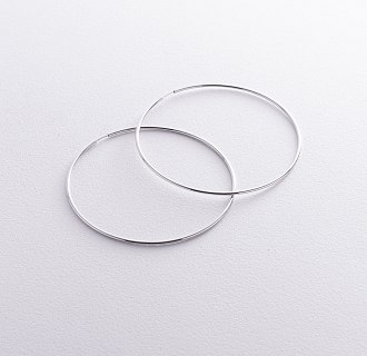 Сережки - кільця в білому золоті (5.3 см) с08532 №4