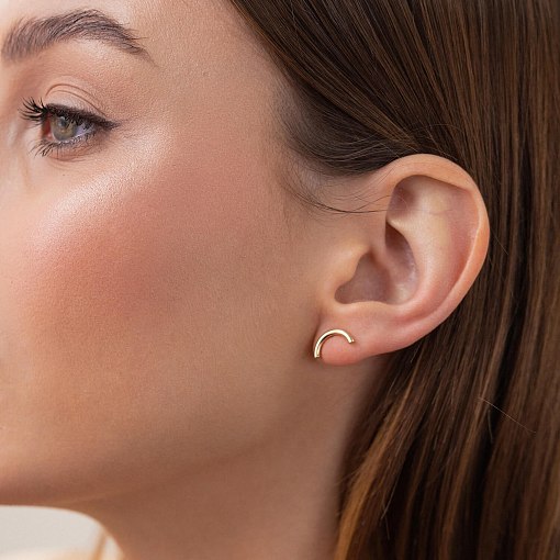 Серьги - пусеты "Дуга" в желтом золоте с07074 3