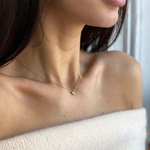 Золотое колье "Сердечко с фианитом" кол01624 2