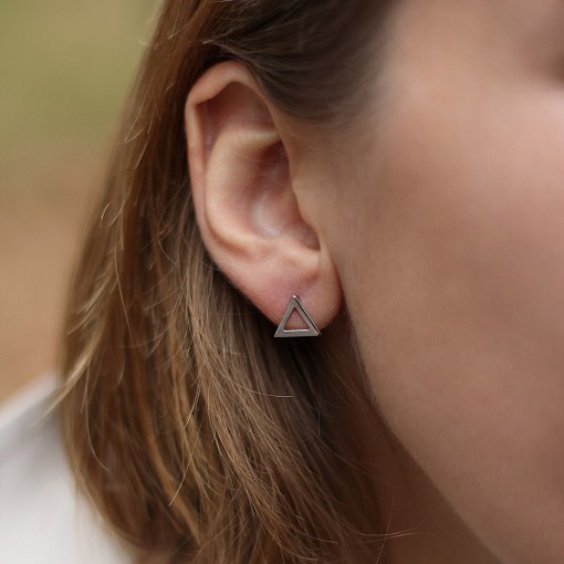 Золотые серьги-пусеты "Треугольники" с06413 4