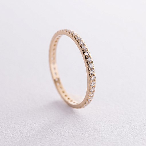 Кольцо с дорожкой камней в желтом золоте (фианиты) к07396