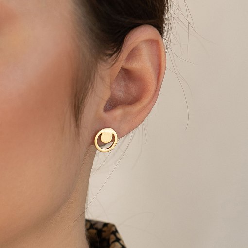 Серьги - пусеты "Искренность" в желтом золоте с06996 3