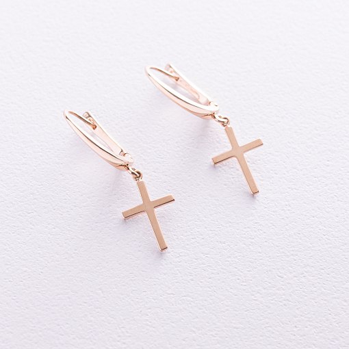 Золотые серьги "Крестики" с07005 2