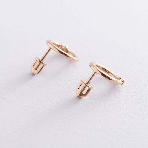 Серьги - пусеты "Удача" в красном золоте (фианиты) с06927 2