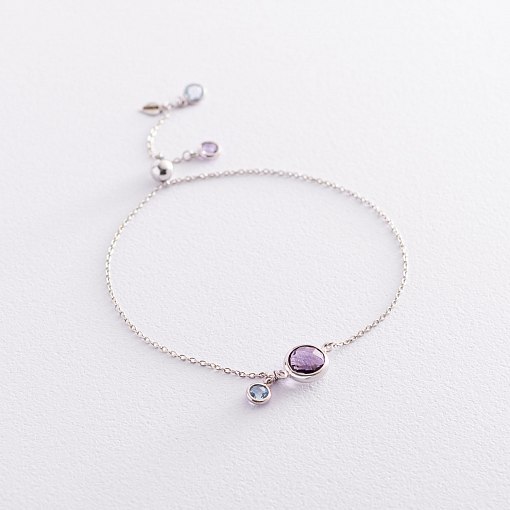 Золотой браслет (аметист, топаз) б04387 4