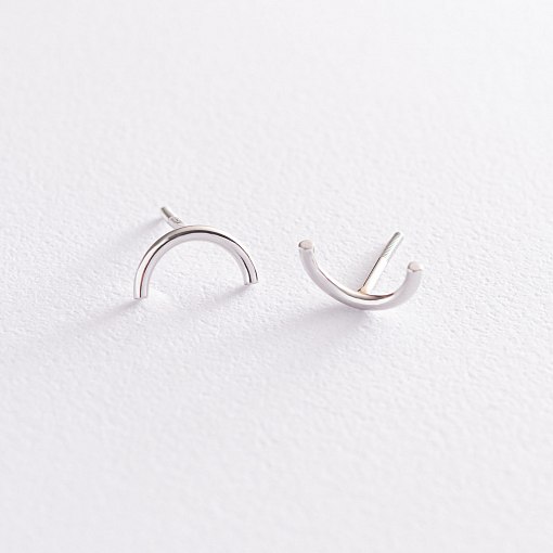 Серьги - пусеты "Дуга" в белом золоте с07076 4