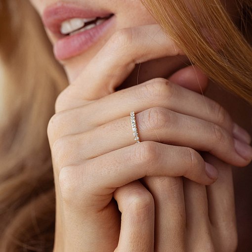 Каблучка з доріжкою діамантів (жовте золото) 238181621 5