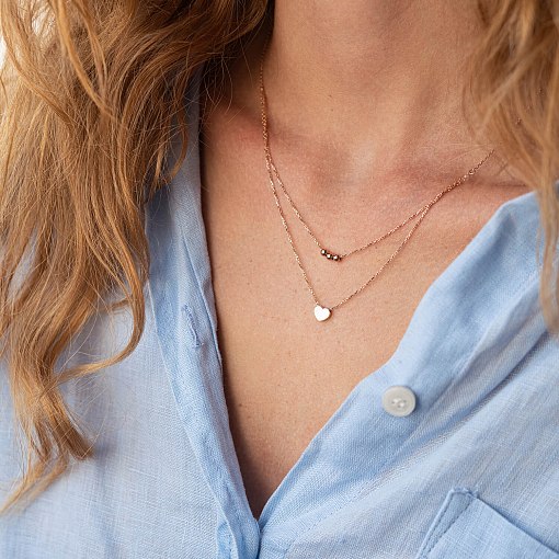 Двойное золотое колье "Шарики и сердечко" кол02293 2