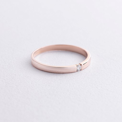 Каблучка з діамантом в червоному золоті кб0555м 5