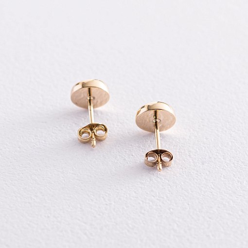 Золотые серьги-пусеты "Сияние" (синт. опал) 8 мм с06181 3