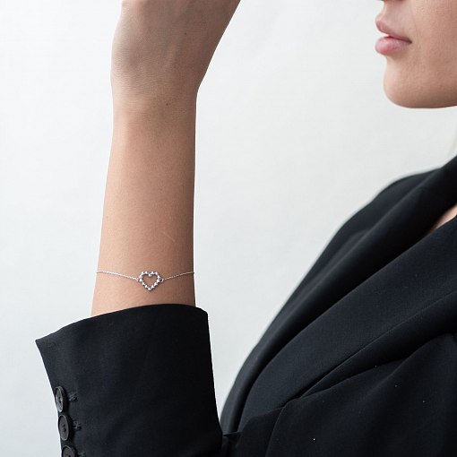 Браслет "Влюбленное сердце" в белом золоте б04469 3