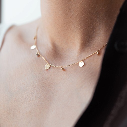 Колье "Монетки" в желтом золоте (фианиты) кол02233 5