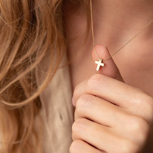 Колье "Крестик" в желтом золоте кол02268 6