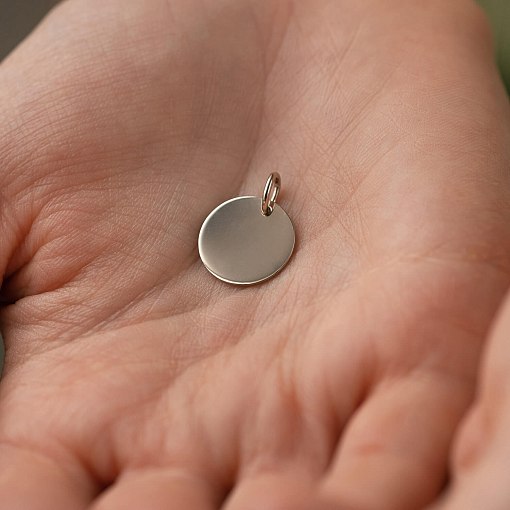 Кулон для гравировки в белом золоте (14 мм) п03519 8