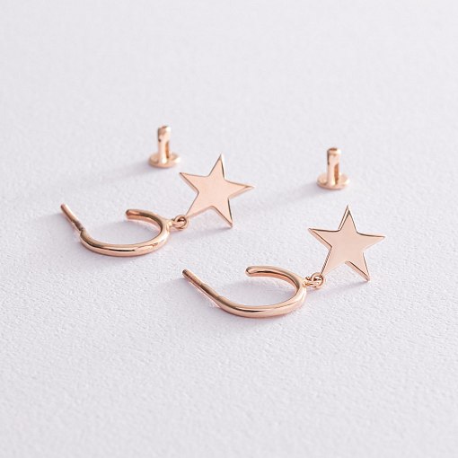 Золотые серьги - пусеты "Звездочки" с07333 5