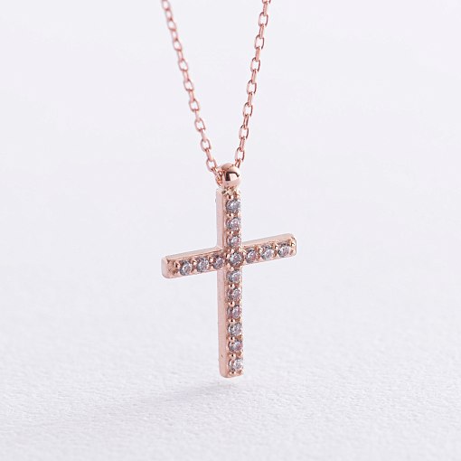 Золоте кольє з хрестиком (чорні та білі фіаніти) кол00807 3