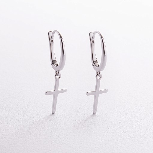 Серьги "Крестики" (белое золото) с06995