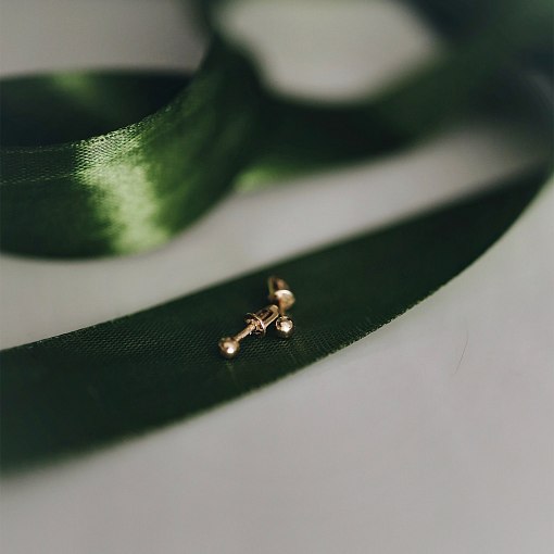 Серьги - пусеты "Шарики" в желтом золоте (0.4 см) с07322 2