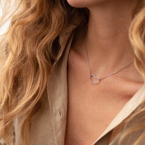 Колье "Сердечко" в белом золоте кол02472 8