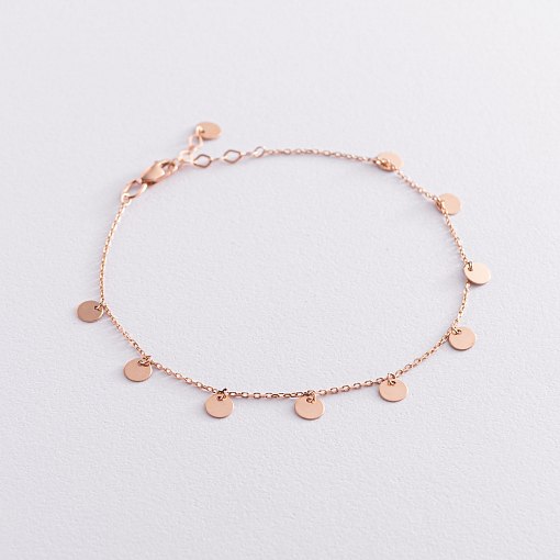 Браслет "Монетки" в красном золоте б04532