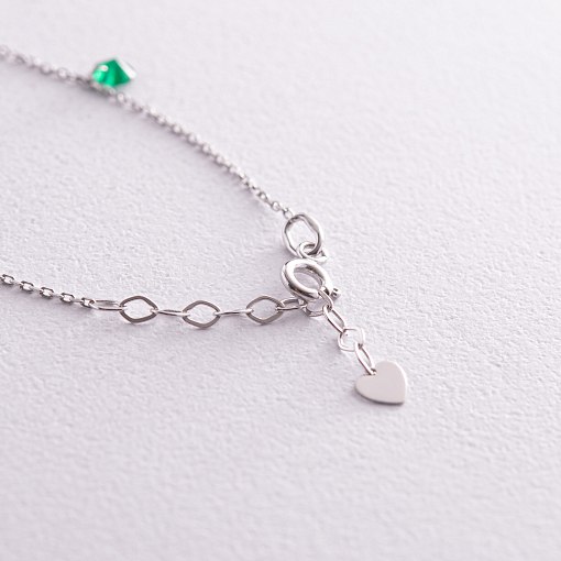Браслет в белом золоте (зеленые и белые фианиты) б05136 7