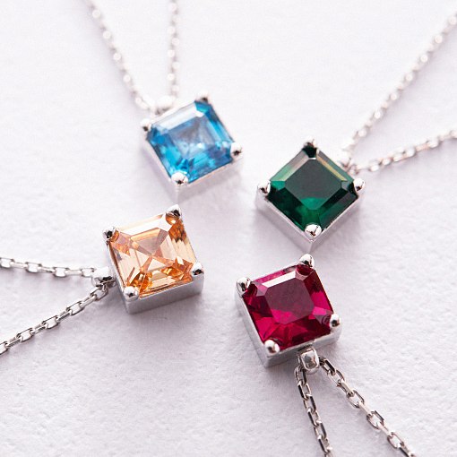 Золотое колье "Альма" (оранжевый фианит) кол02372 3