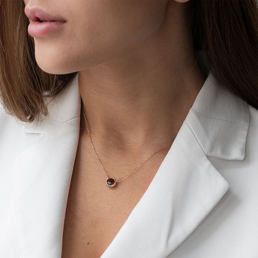 Золоте кольє з димчастим кварцом кол01181 2