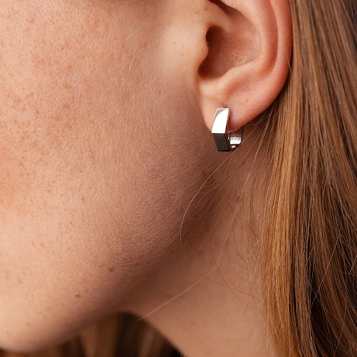 Серьги "Шестиугольники" в белом золоте с08007 2