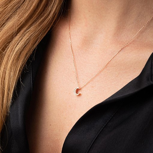 Колье "Луна" с фианитами (красное золото) кол02309 8