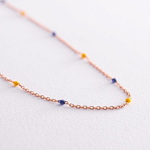 Колье в красном золоте (синяя и желтая эмаль) кол02242 4