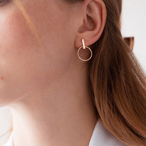 Золотые серьги - пусеты "Уверенность" с07914 6