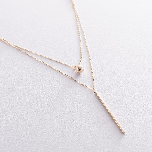 Двойное колье "Хлоя" с шариком в желтом золоте кол01891