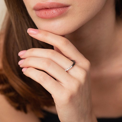 Золота каблучка з білими та чорними діамантами кб0470di 4