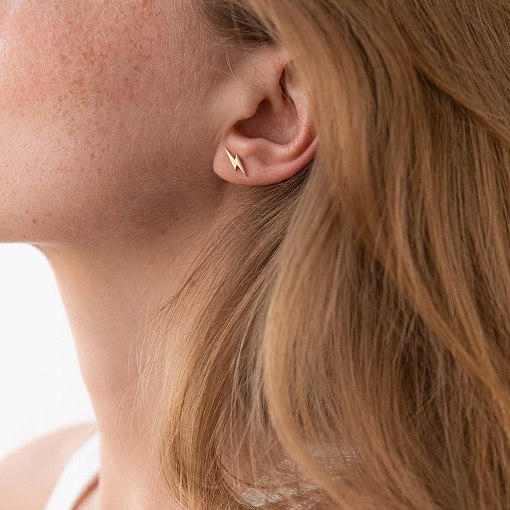 Золотые серьги - пусеты "Молнии" с07923 5