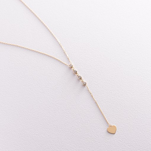 Колье из желтого золота с фианитами кол01784 2