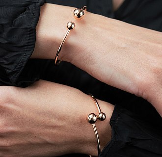 Жесткий браслет "Шарики" в красном золоте б05500 №2