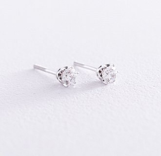 Золотые серьги-пусеты с фианитами (0.5 см) с07016