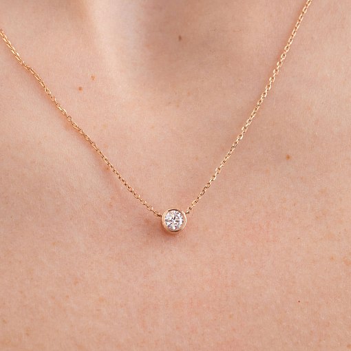 Кольє в червоному золоті з діамантом 719112421 4