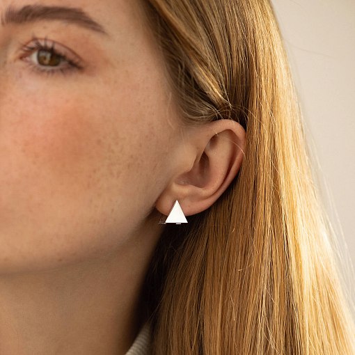 Серьги "Треугольники" (белое золото) с07013